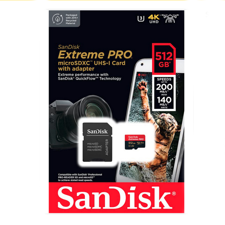 SanDisk SD 512GB Micro Extreme Pro 200MB/s A2 C10 V30 UHS-I US+Ad - 2